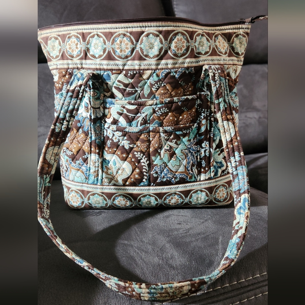 Vera Bradley Bohemian Tribal Print Shoulder Bag Brown and Blue